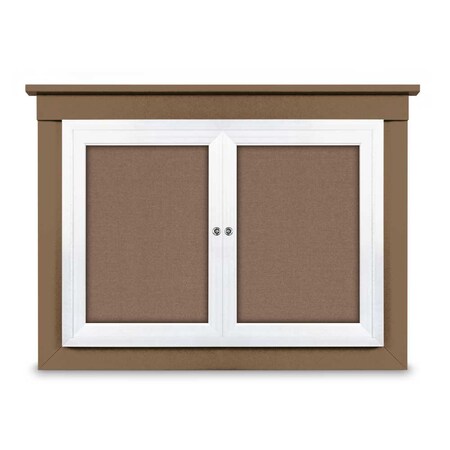 United Visual Products 18"x24" 1-Door Enclosed Letterboard, Header, White Vinyl/Walnut UV2620HD-WALNUT-WHITE